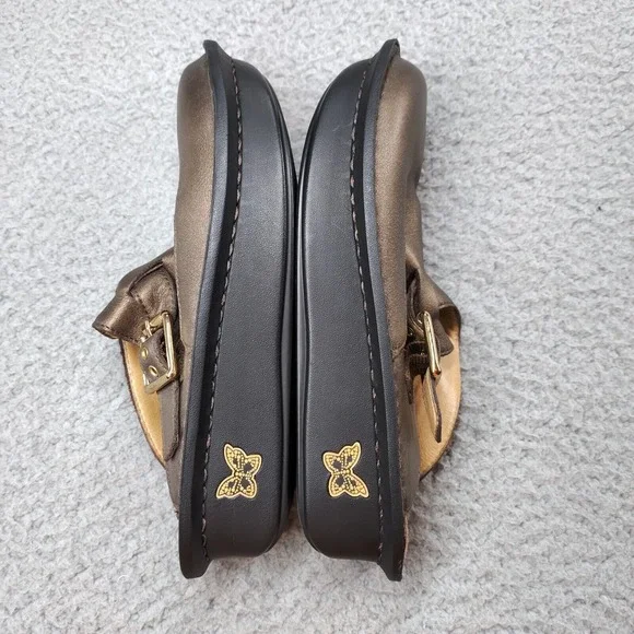 Alegria Classic Clog Sandal Women EU 36 / US 6 Bronze Metallic Leather ALG-201 - Picture 11 of 16